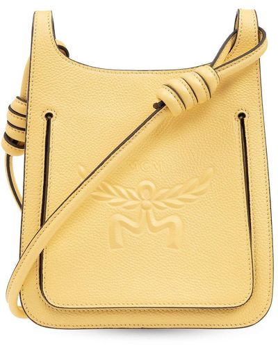 MCM Mini Himmel Logo Embossed Hobo Bag - Yellow