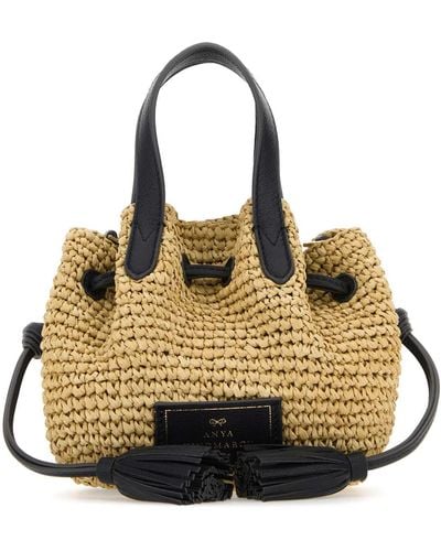 Anya Hindmarch Raffia Small Drawstring Handbag - Black