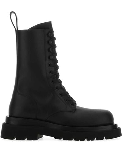 Bottega Veneta Black Leather Lug Ankle Boots