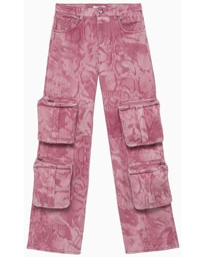 Blumarine Camouflage Cargo Trousers - Red