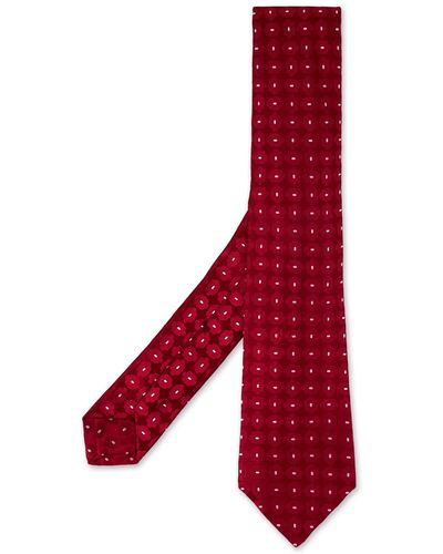Kiton Tie With Floral Pattern - Red