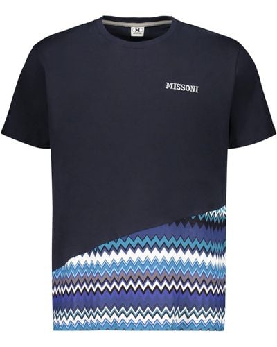 Missoni Logo Cotton T-Shirt - Blue