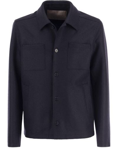 Herno Wool Shirt Coat - Blue