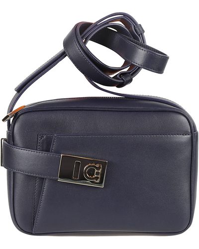 Ferragamo Zip-Up Small Shoulder Bag - Blue
