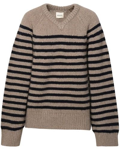 Khaite Nalani Striped Cashmere Sweater - Gray