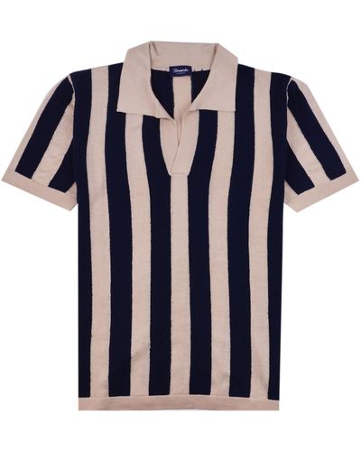 Drumohr Striped Polo Shirt - Blue