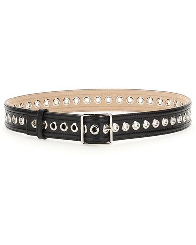 Alexander McQueen Leather Belt With Eyelets - Black