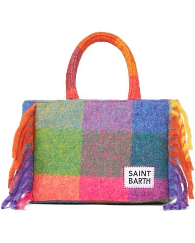 Mc2 Saint Barth Colette Blanket Handbag With Check Print - Purple