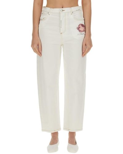 Marni Trousers With Flower Appliqué - White