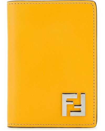 Fendi Leather Card Holder - Yellow