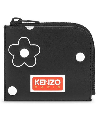 KENZO Logo Patch Zipped Wallet - Black