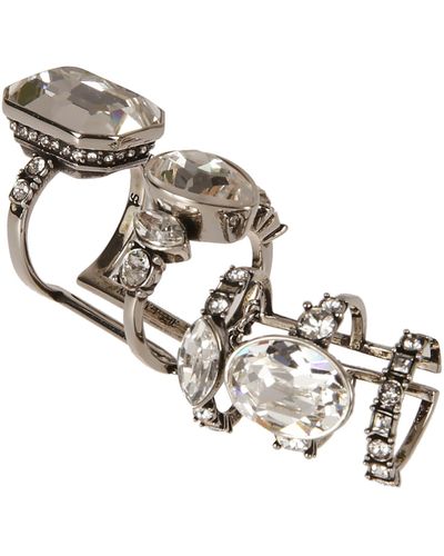 Alexander McQueen Stacked Crystal Ring - Metallic