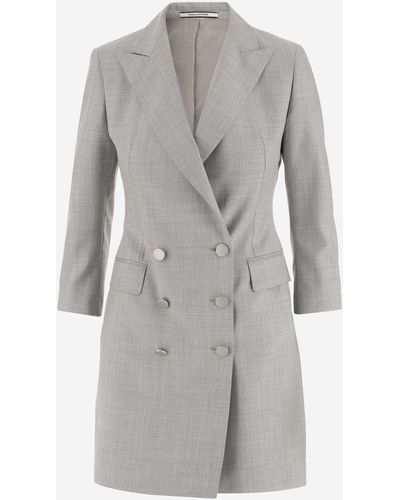 Tagliatore Wool And Silk Double-Breasted Jacket - Grey