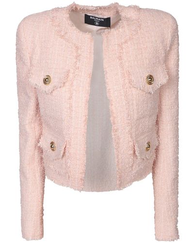 Balmain Powder 4Pkt Tweed Jacket - Pink