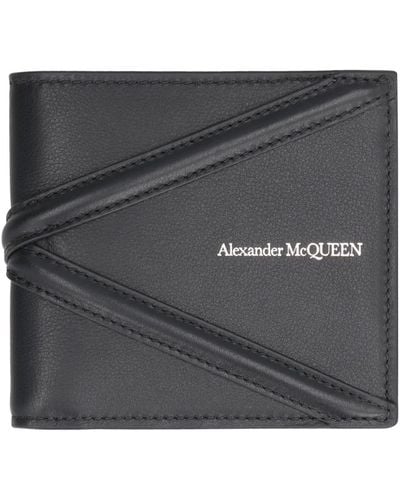 Alexander McQueen Leather Flap-Over Wallet - Grey