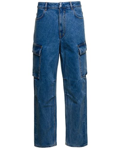Givenchy Blue Look 5 Cargo Straight With Pockets In Cotton Denim