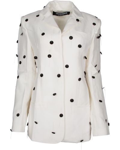Jacquemus La Veste Caraco Brodée Jacket In Crepe - White