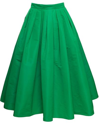 Alexander McQueen Gathered Midi Skirt In Polyfaille - Green