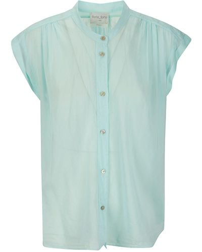 Forte Forte Cotton Silk Voile Short Sleeves Top - Green