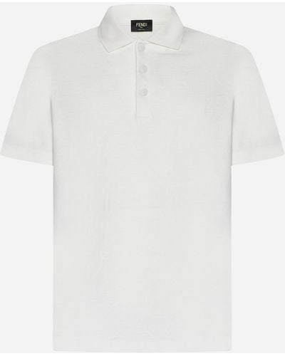 Fendi Ff Pique Cotton Polo Shirt - White