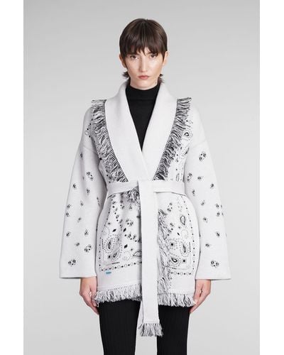 Alanui Cardigan In Multicolour Wool - White