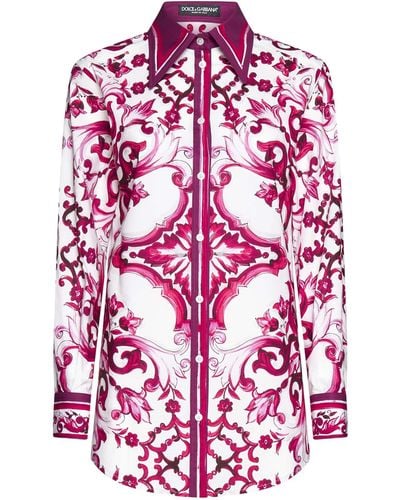 Dolce & Gabbana Majolica Print Cotton Shirt - Pink