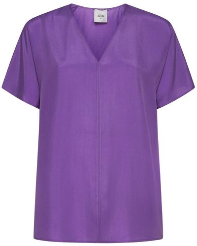 Alysi V-Neck Short-Sleeved Top - Purple