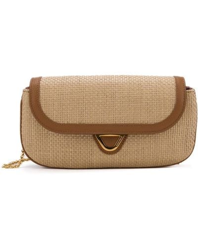 Coccinelle Raffia And Leather Bag - Natural