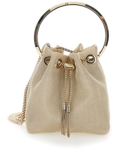 Jimmy Choo Bon Bon Mini-Tone Handbag With Metal Bracelet Handle - Natural