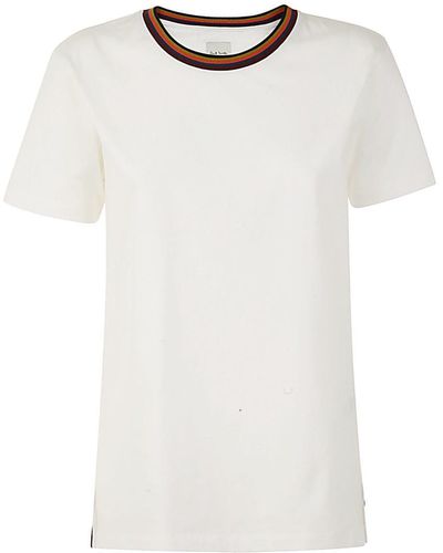 Paul Smith Crew Neck T-shirt With Striped Neck - White