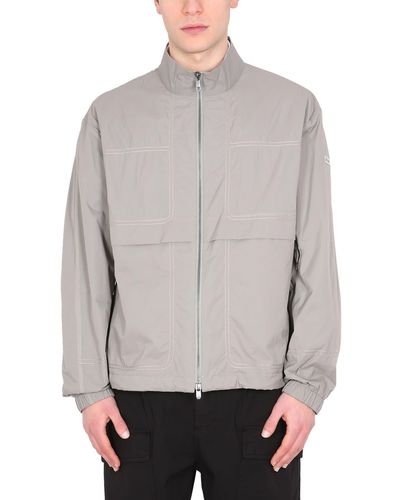 Zegna Jacket With Logo Patch - Gray