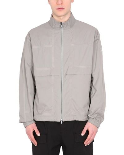 Zegna Jacket With Logo Patch - Grey