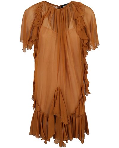 DSquared² Ruffled See-through Dress - Brown