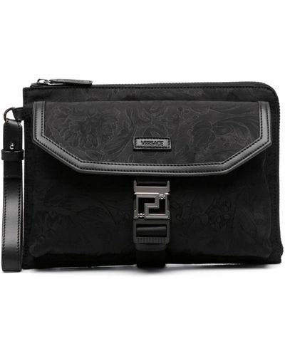 Versace Patterned Jacquard Clutch Bag - Black