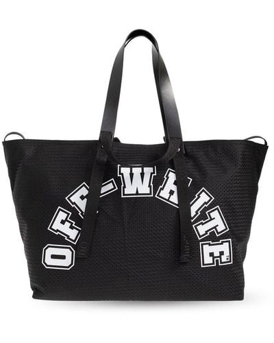 Off-White c/o Virgil Abloh Leather And Webbing-trimmed Printed Mesh Tote - Black