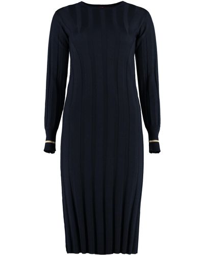 Max Mara Studio Leccio Virgin Wool Dress - Blue