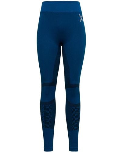 KENZO Sport Stretch Fabric leggings With Logo Print - Blue