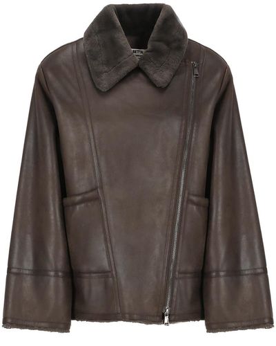 Betta Corradi Synth Leather Jacket - Brown