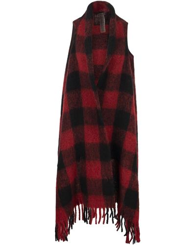 Woolrich Plaid Patterned Cape Scarf - Red