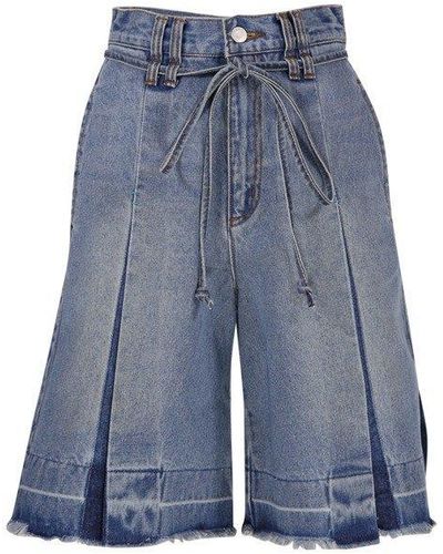 ANDERSSON BELL Straight Leg Belted Denim Shorts - Blue