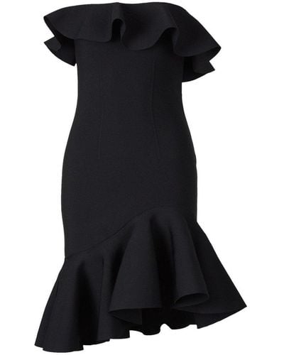 Alexander McQueen Ruffle Bustier Dress - Black