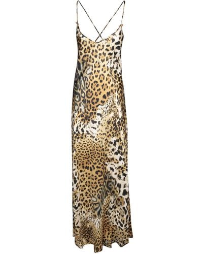Roberto Cavalli Jaguar Skin Print Dress - Metallic