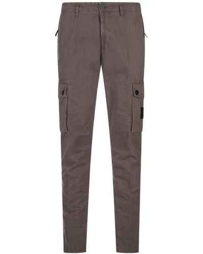 Stone Island Dove Cargo Trousers With Old Effect - Grey