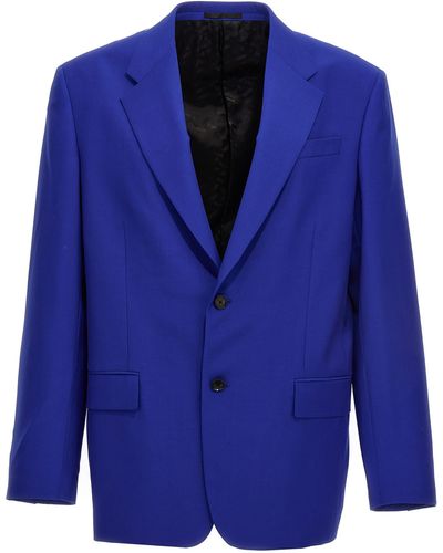 Versace Single-breasted Blazer Jacket Jackets - Blue