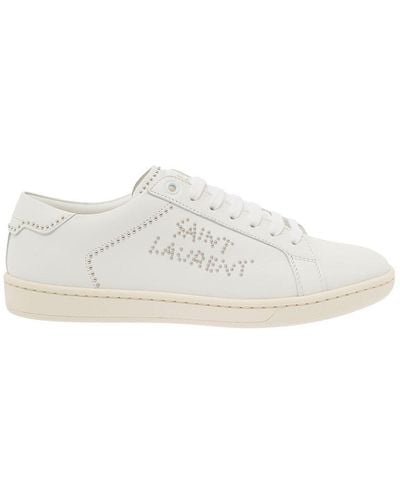 Saint Laurent Sl Sign Studded Low-top Sneakers - White