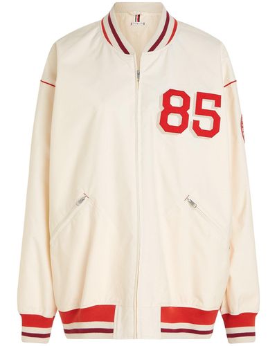 Tommy Hilfiger Oversized Baseball Jacket With Crest - White