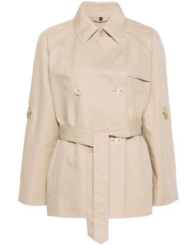 Fay Double-Breasted Short Trench Coat - Natural