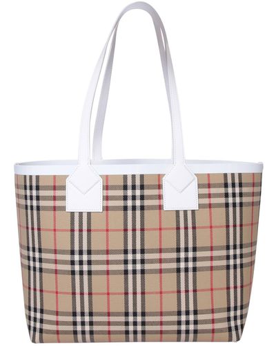 Burberry Vintage Check Tote - White