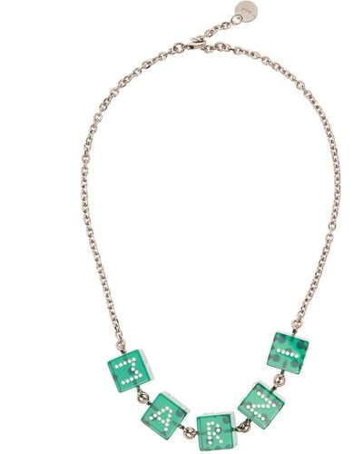Marni Chain Necklace With Branded Dice-Shaped Charms - Blue