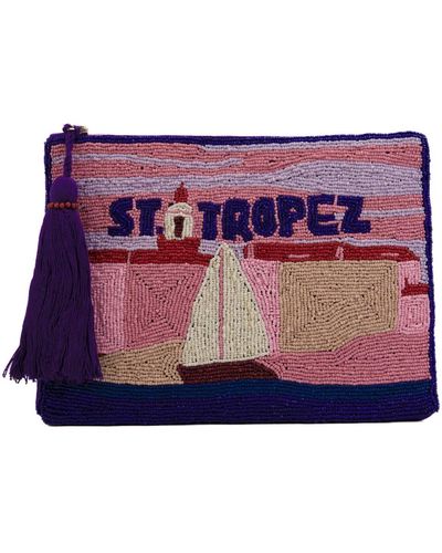 Mc2 Saint Barth Clutch Bag With St. Tropez Pearls - Purple